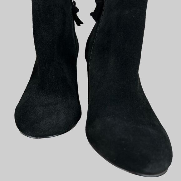 SAK’S Fifth Avenue Nina Suede Booties 3" Heel in Black Size 7 - Picture 5 of 16